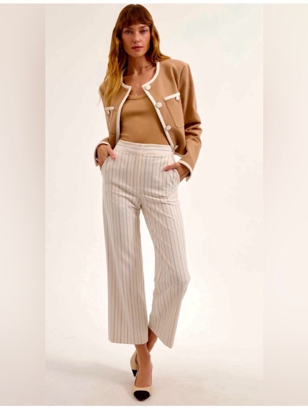 VERONICA BEARD BRIXTON PINSTRIPED PANT SZ 10 NWOT